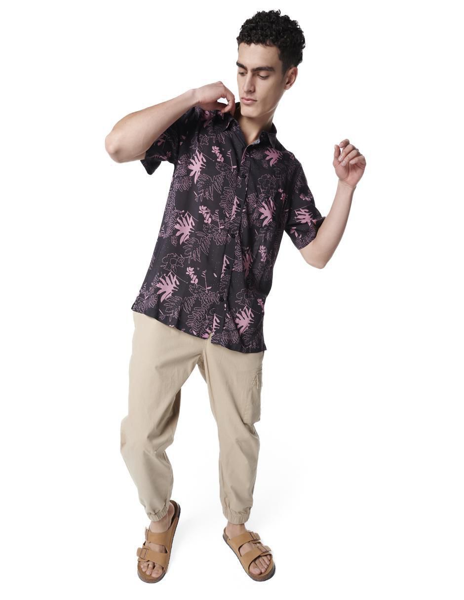 Camisa casual generra de viscosa manga corta para hombre