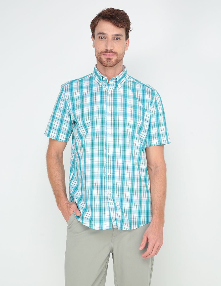 Camisa casual Izod de algod n manga corta para hombre