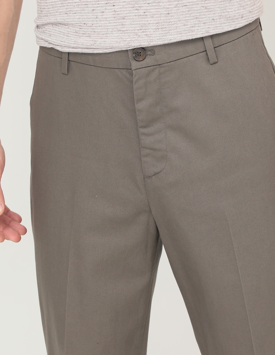 Pantalón casual regular recto de algodón para hombre 4