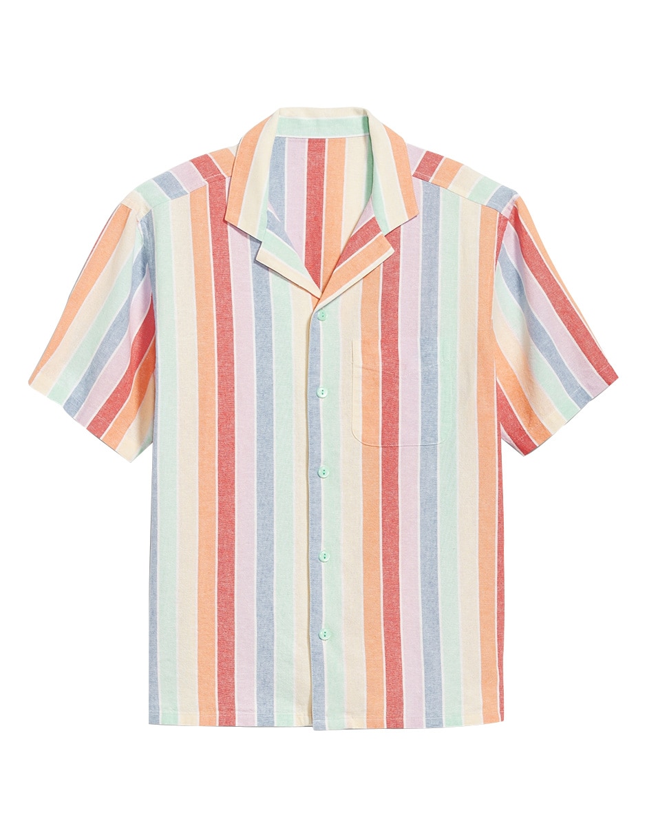 Camisa casual de lino manga corta para hombre 1