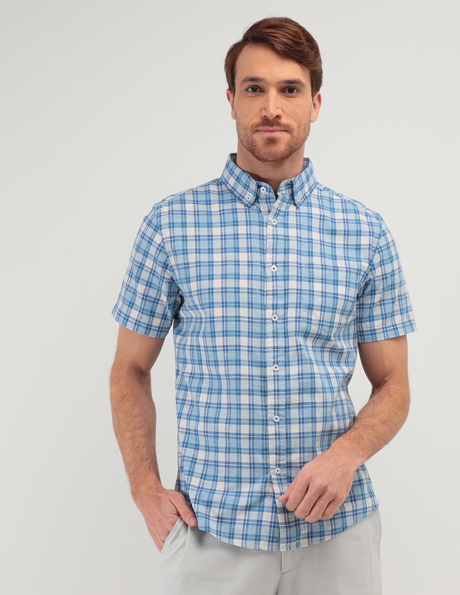 Camisa casual JBE de algodón manga corta para hombre