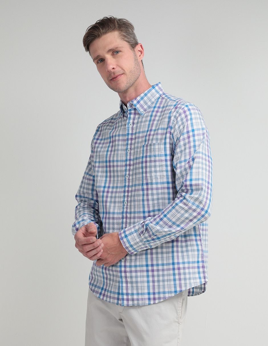 Camisa casual de algodón manga larga para hombre 1