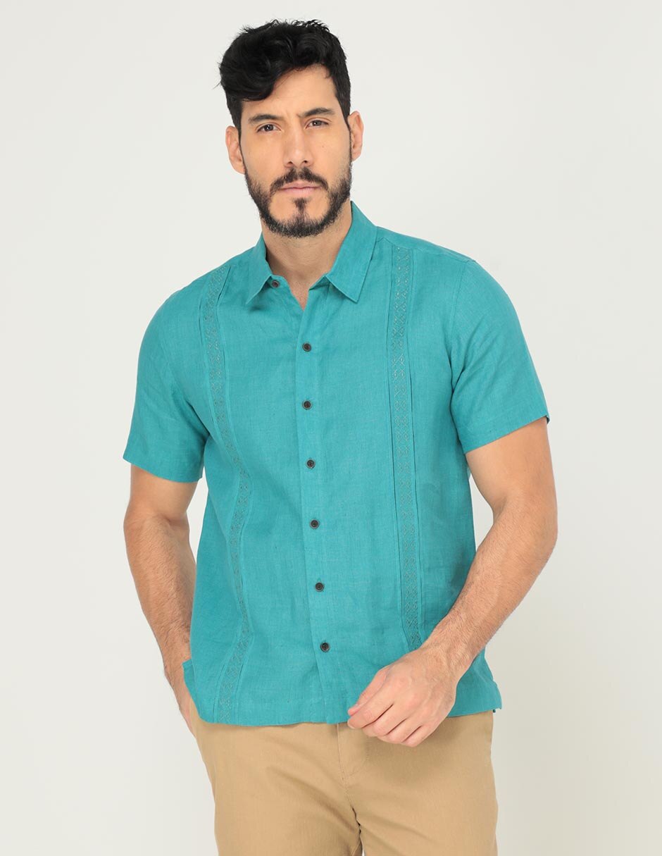 Guayabera manga corta bito para hombre