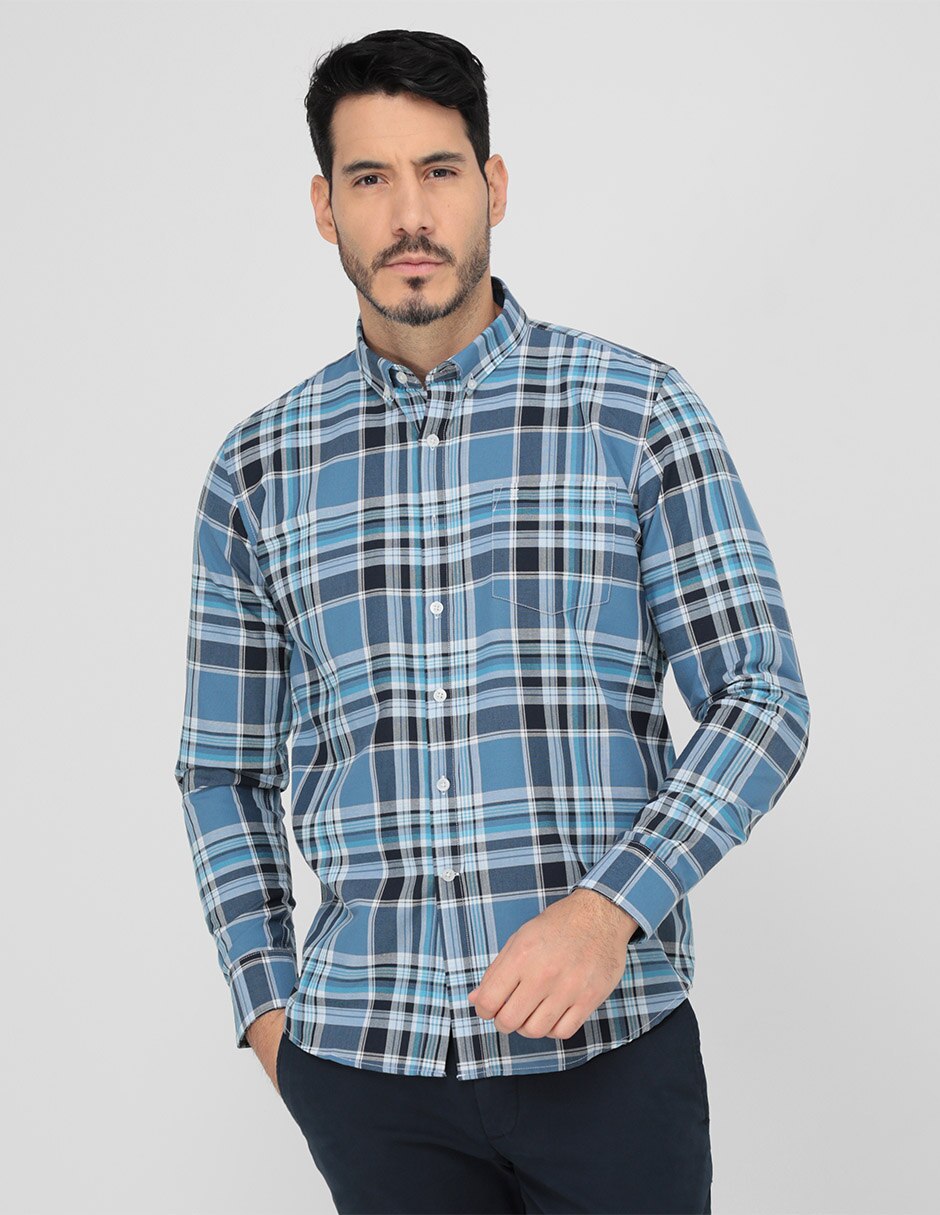 Camisa casual de algodón manga larga para hombre 1