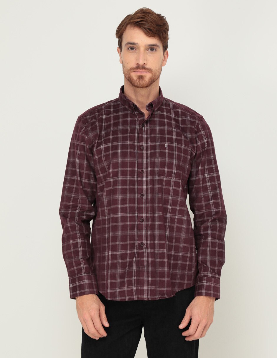 Camisa casual de pana manga larga para hombre 1