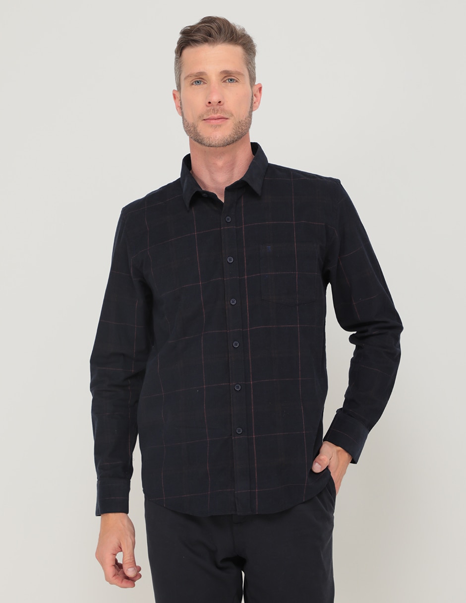 Camisa casual de pana manga larga para hombre 1