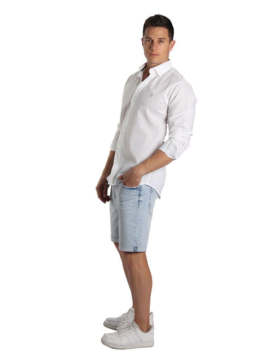 Camisa casual de lino manga larga para hombre 4