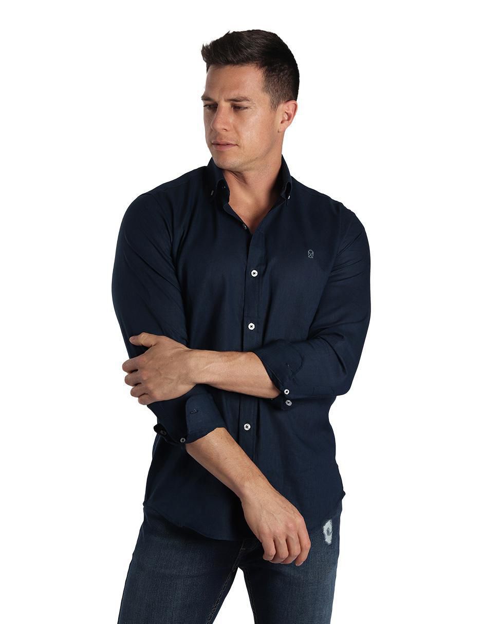 Camisa casual de lino manga larga para hombre