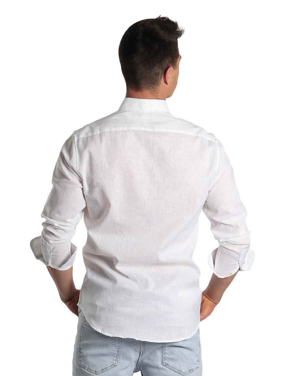 Camisa casual de lino manga larga para hombre 2