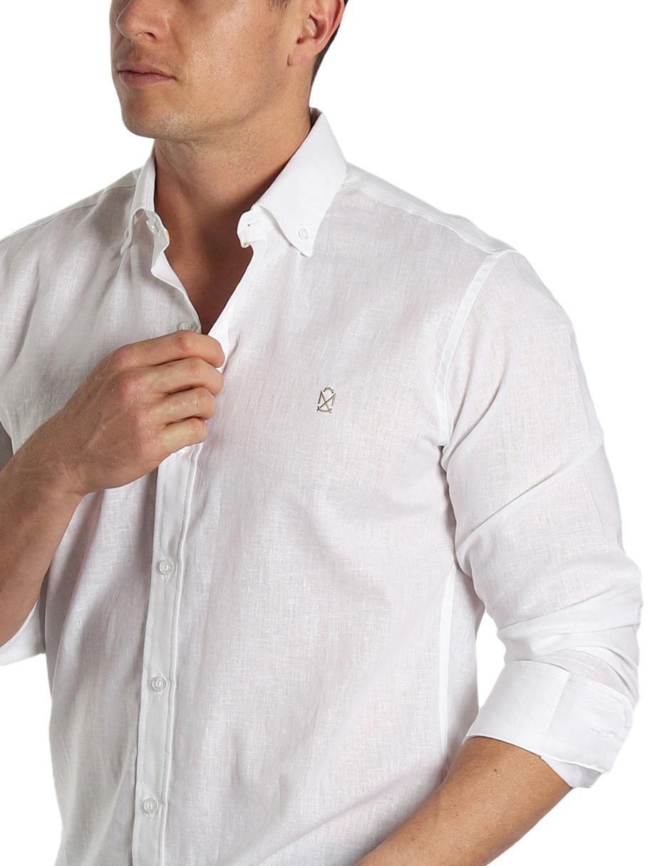 Camisa casual de lino manga larga para hombre 3