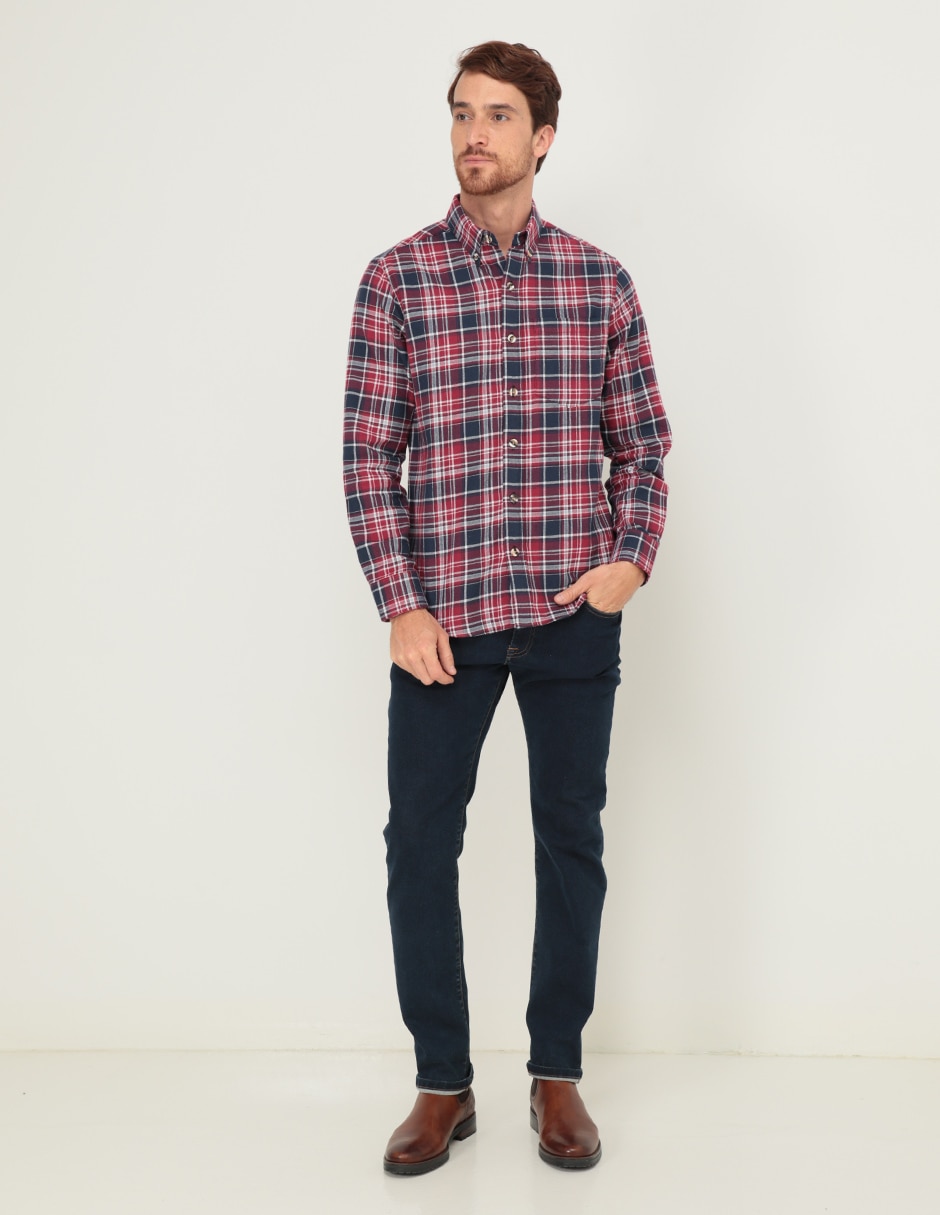 Camisa casual de algodón manga larga para hombre
