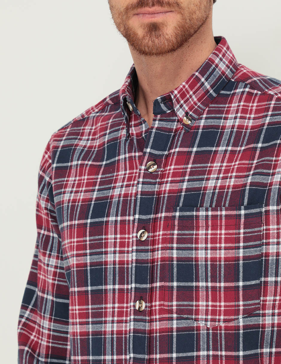 Camisa casual de algodón manga larga para hombre