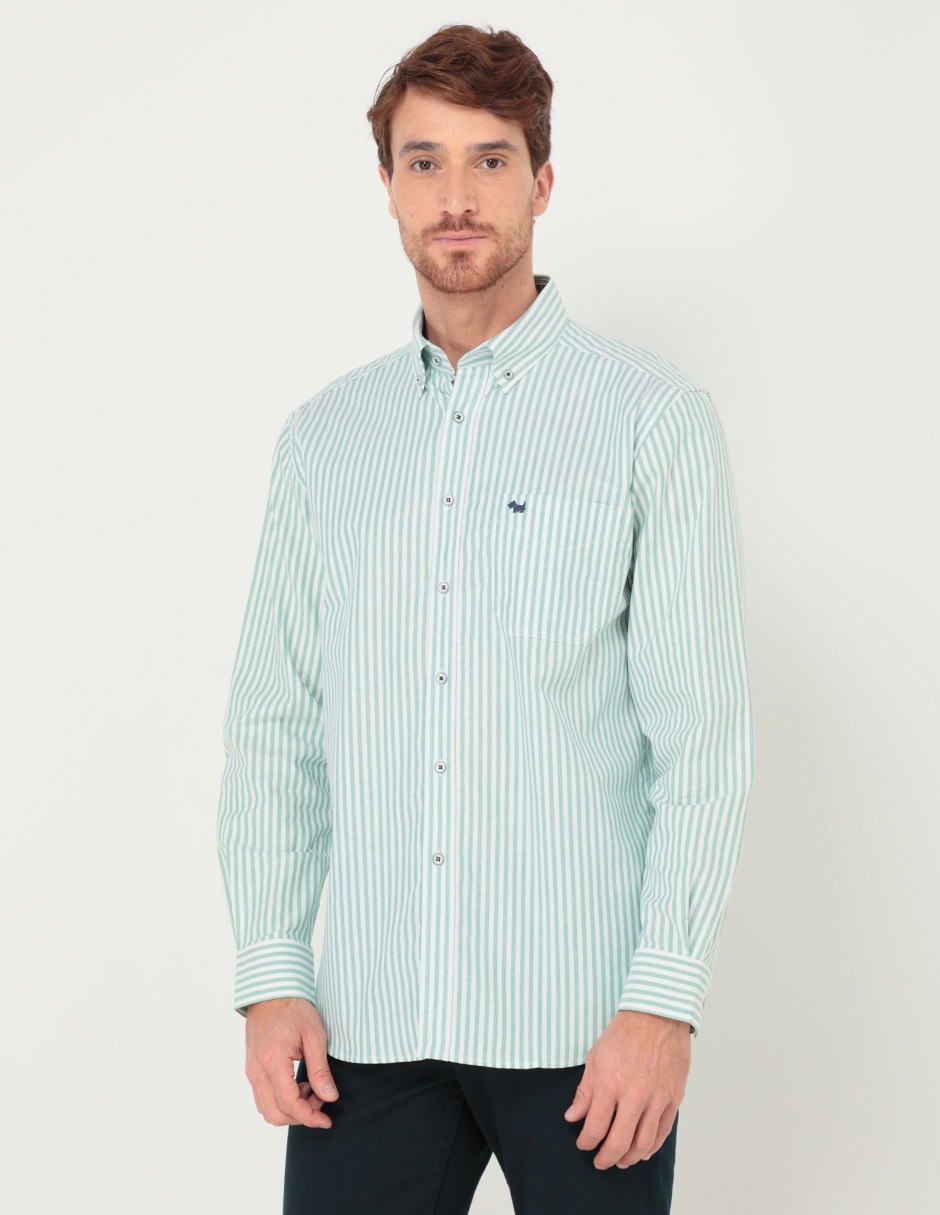 Camisa casual de algodón manga larga para hombre