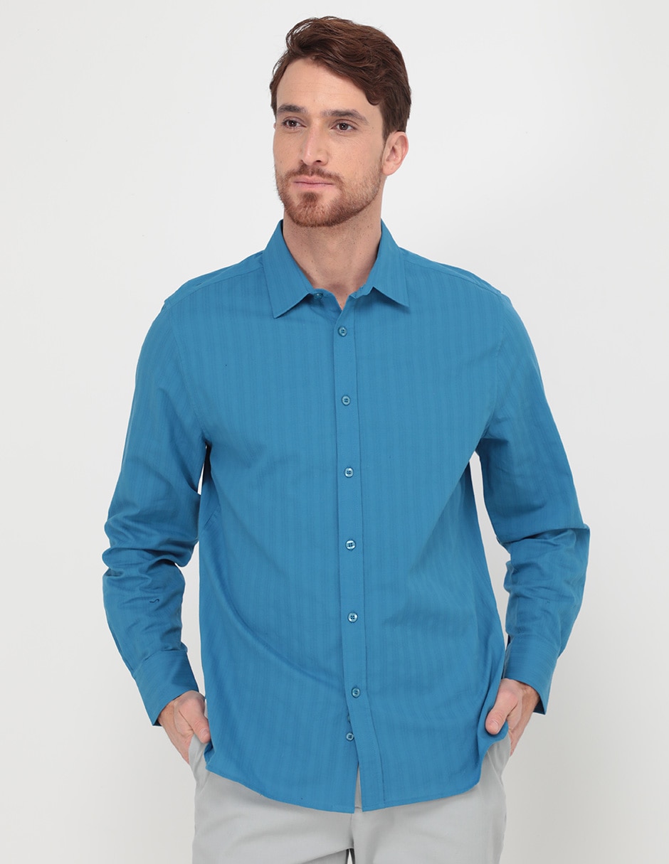 Camisa casual de algodón manga larga para hombre 1