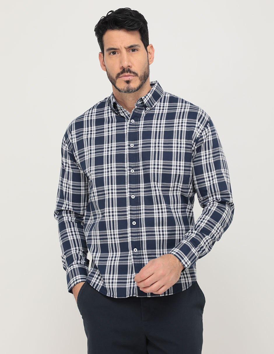 Camisa casual de algodón manga larga para hombre 1