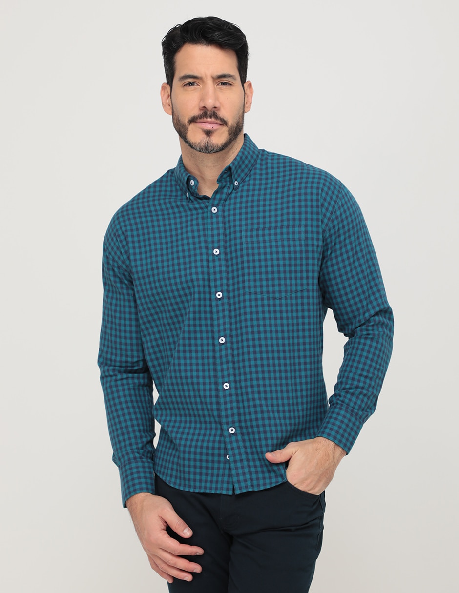 Camisa casual de algodón manga larga para hombre 1