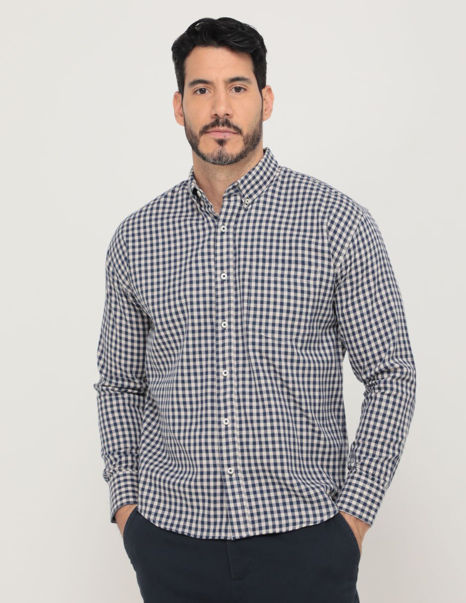 Camisa casual de algodón manga larga para hombre 1