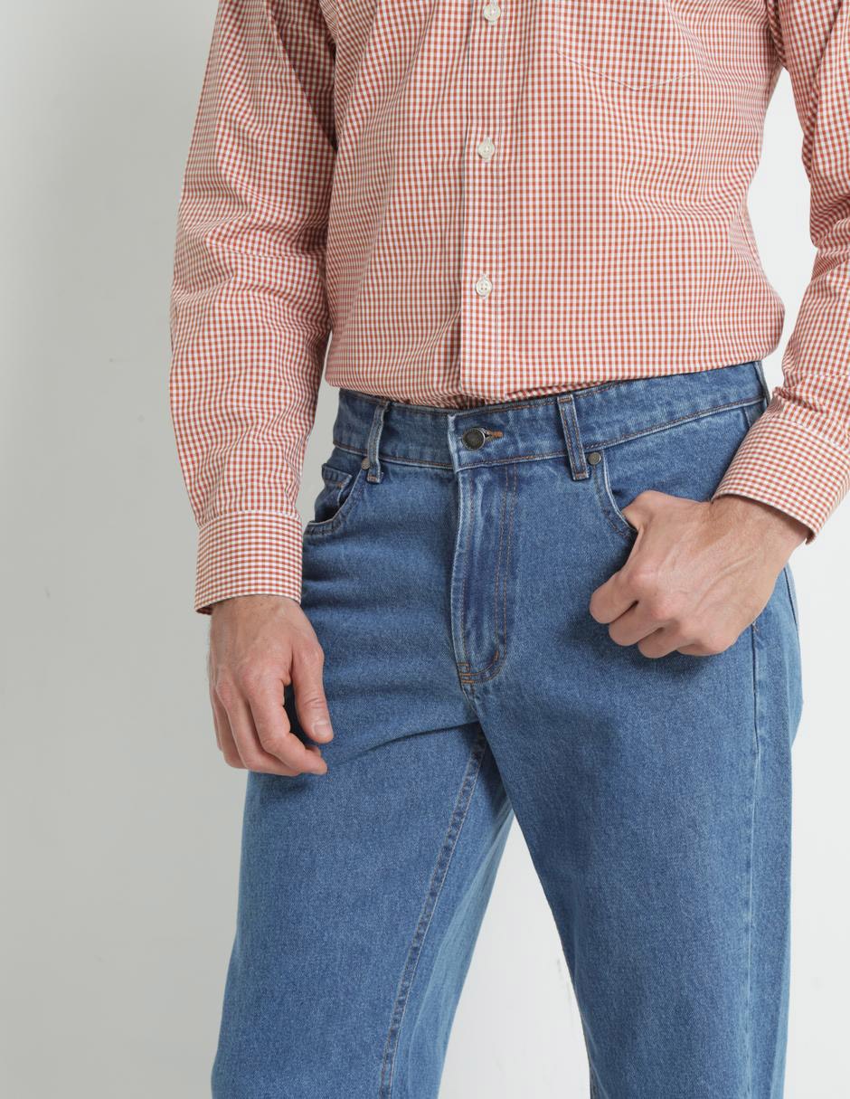Jeans straight lavado claro para hombre 4