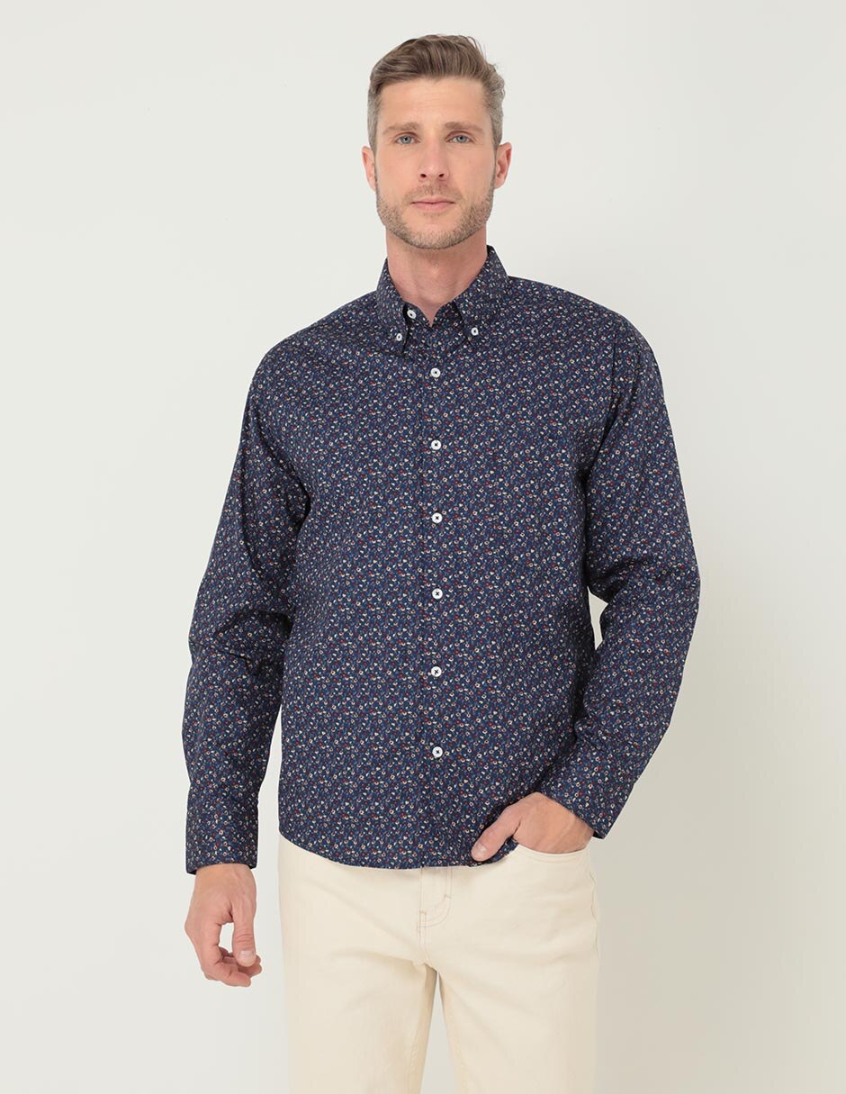 Camisa casual Cavalatti de algod n manga larga para hombre