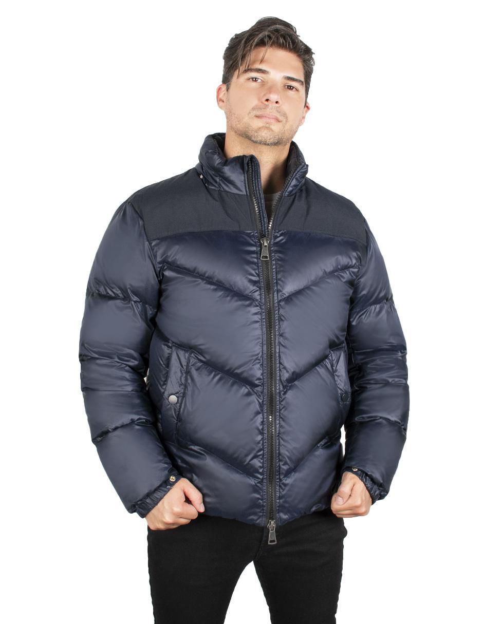 Chamarra casual cuello a contraste para hombre Chamarra casual cuello a contraste para hombre