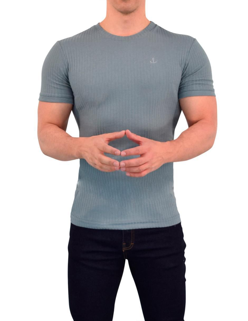Playera ribbed cuello redondo para hombre 3