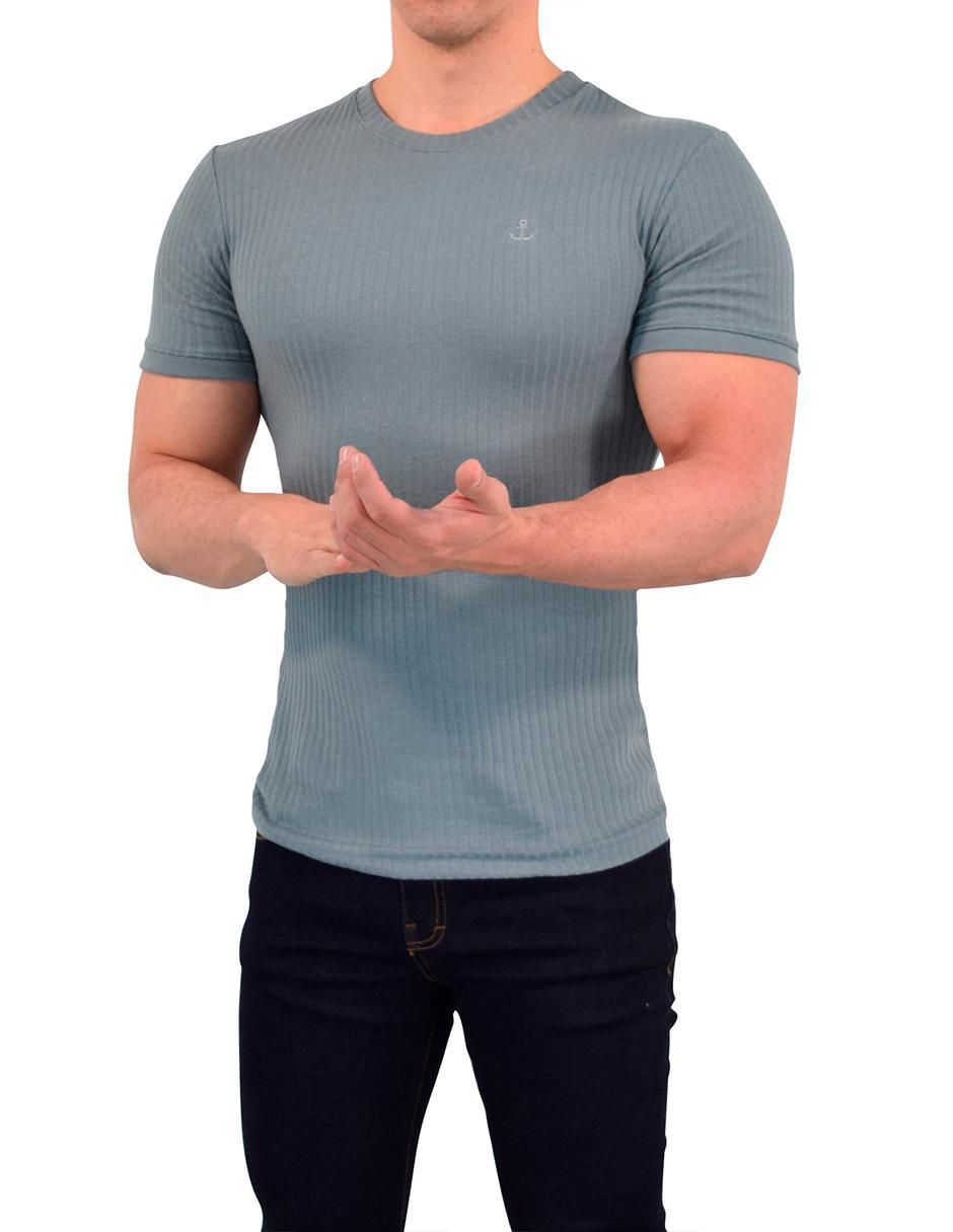Playera ribbed cuello redondo para hombre 5