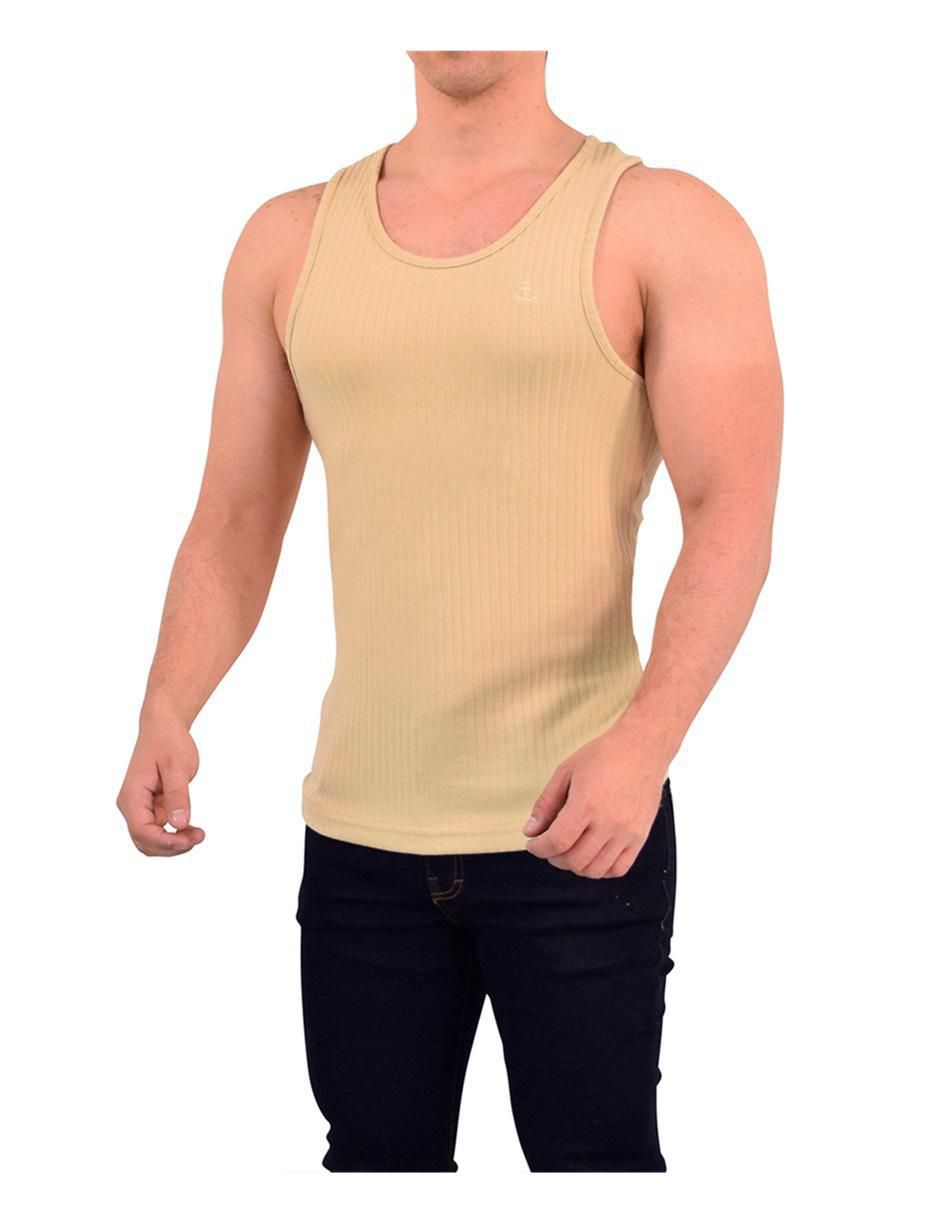 Playera ribbed cuello redondo para hombre