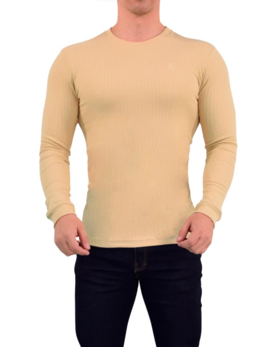 Playera ribbed cuello redondo para hombre