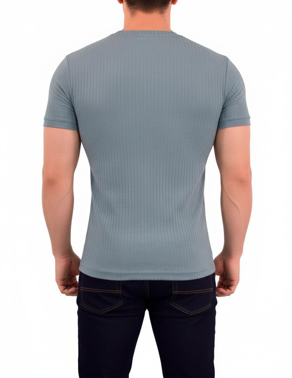 Playera ribbed cuello redondo para hombre 2