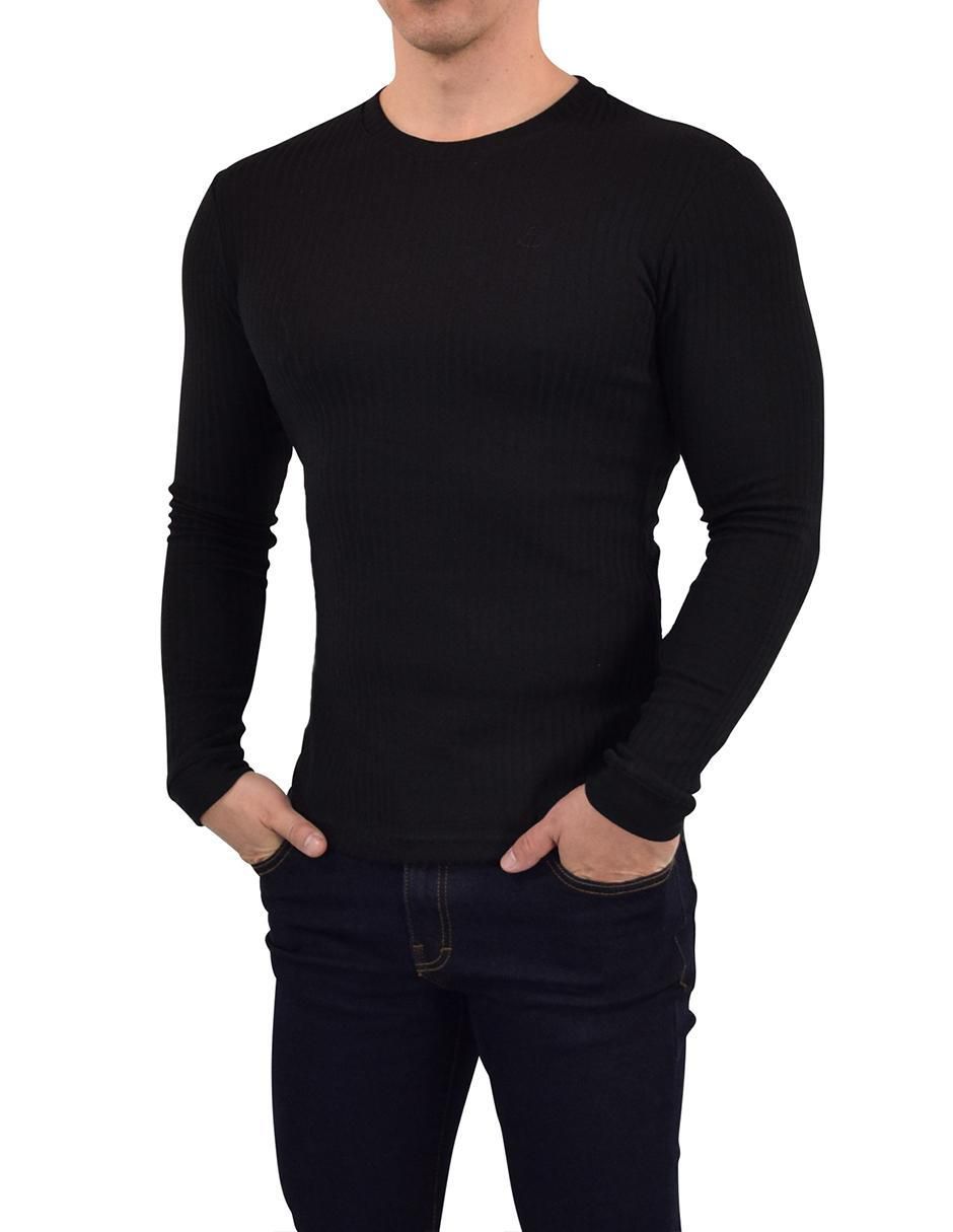 Playera ribbed cuello redondo para hombre 7