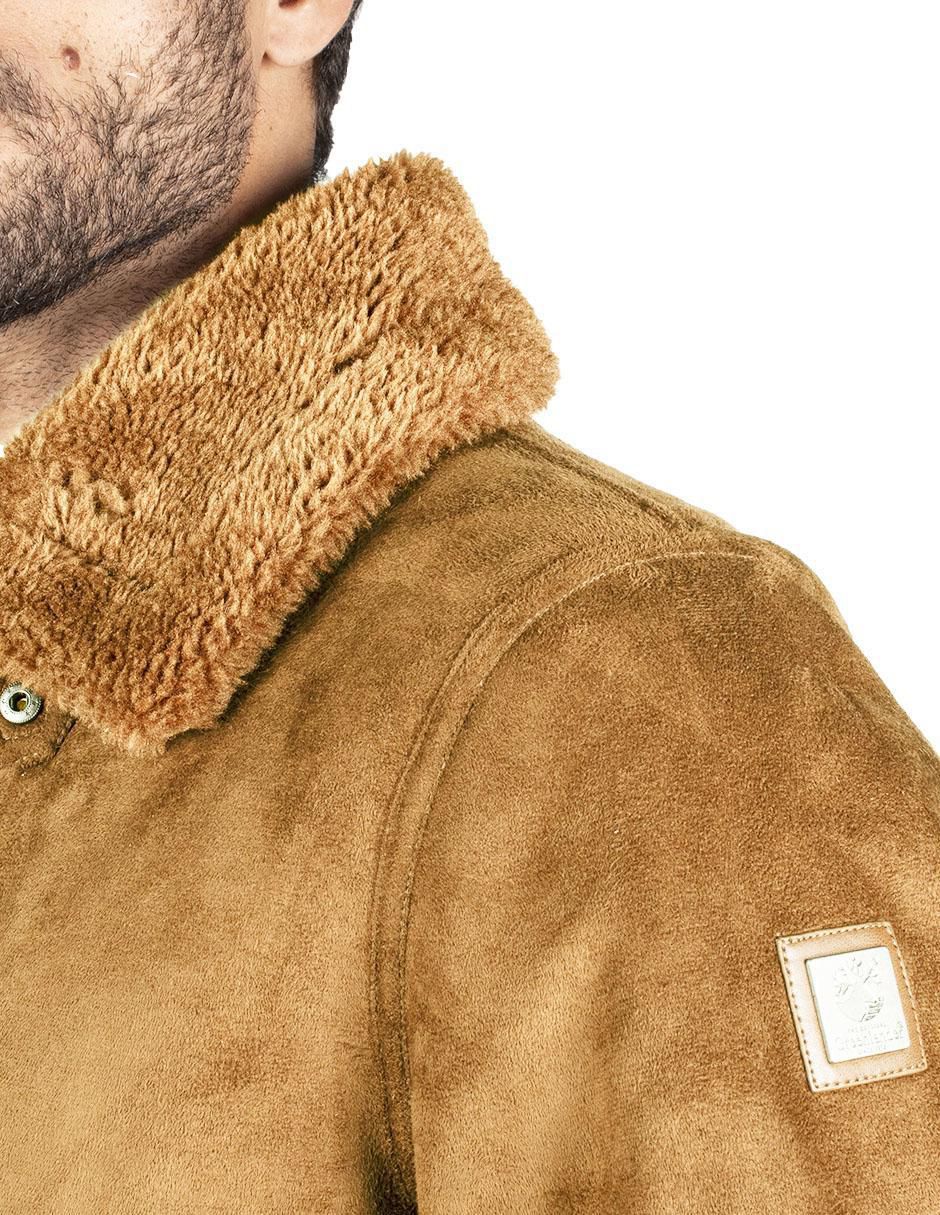 Chamarra casual de gamuza cuello a contraste para hombre 5