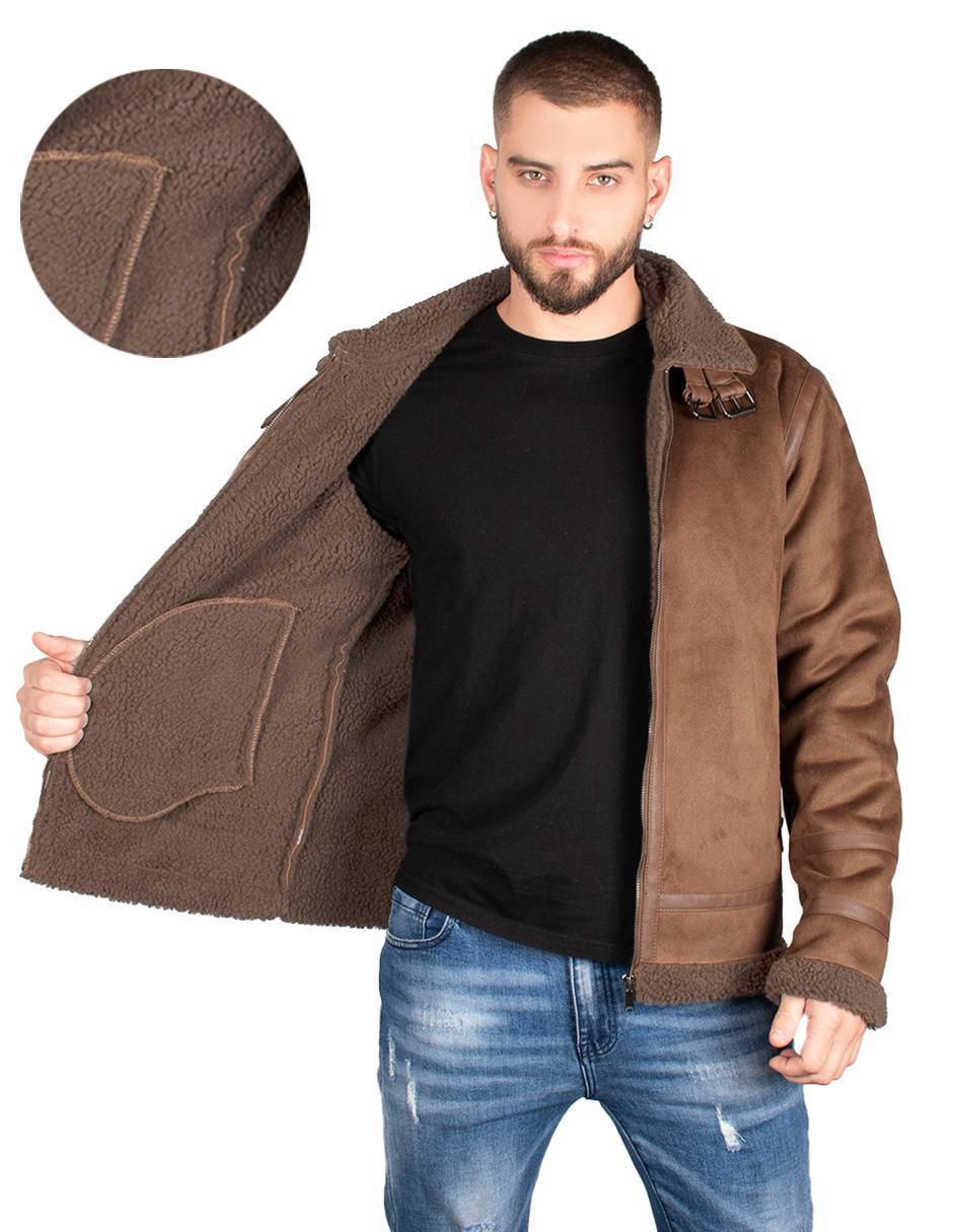 Chamarra casual cuello a contraste para hombre 2