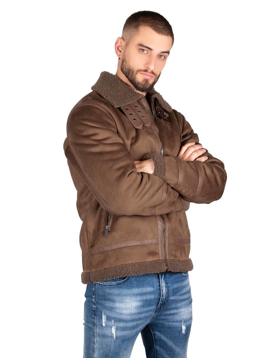 Chamarra casual cuello a contraste para hombre 3