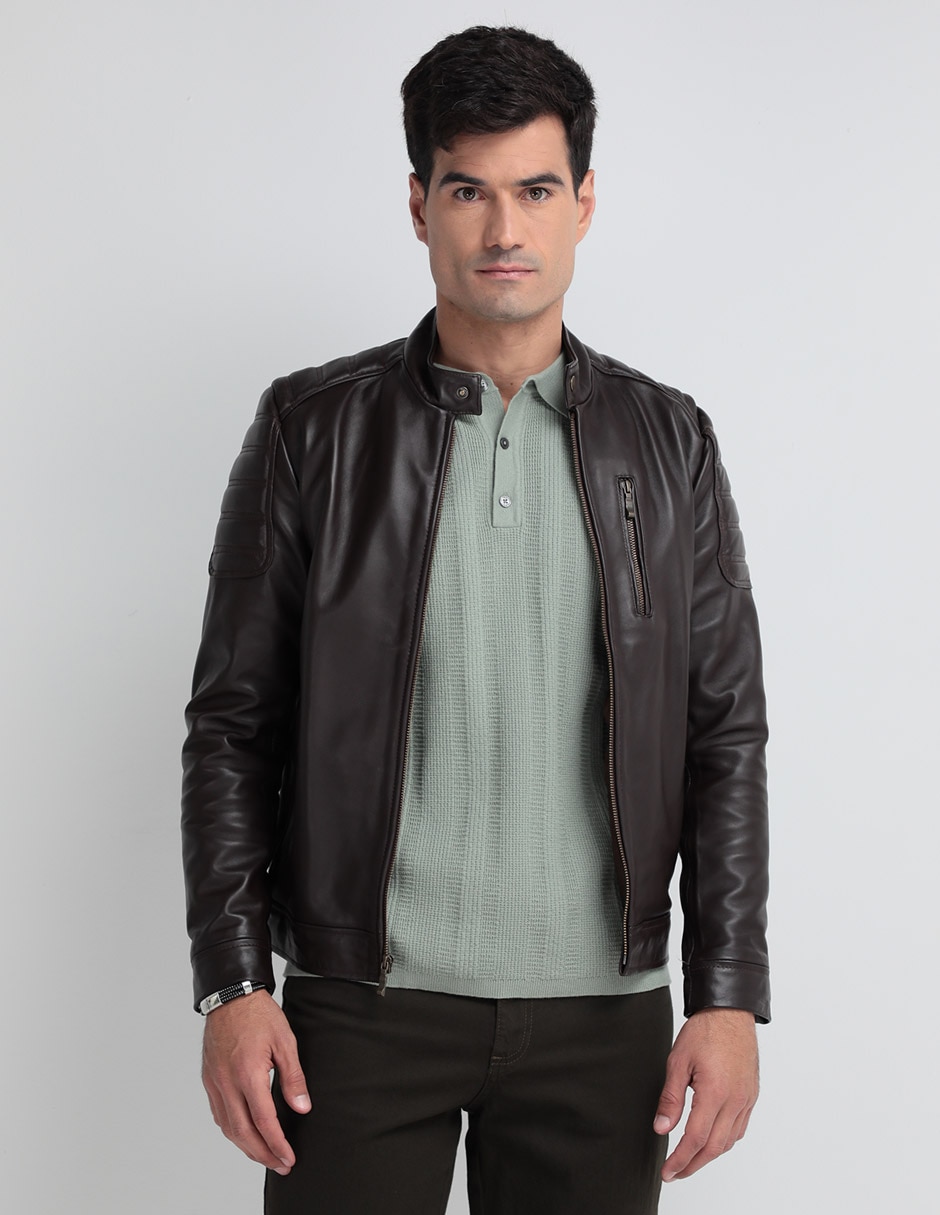 Chamarra de piel calvin klein shops hombre