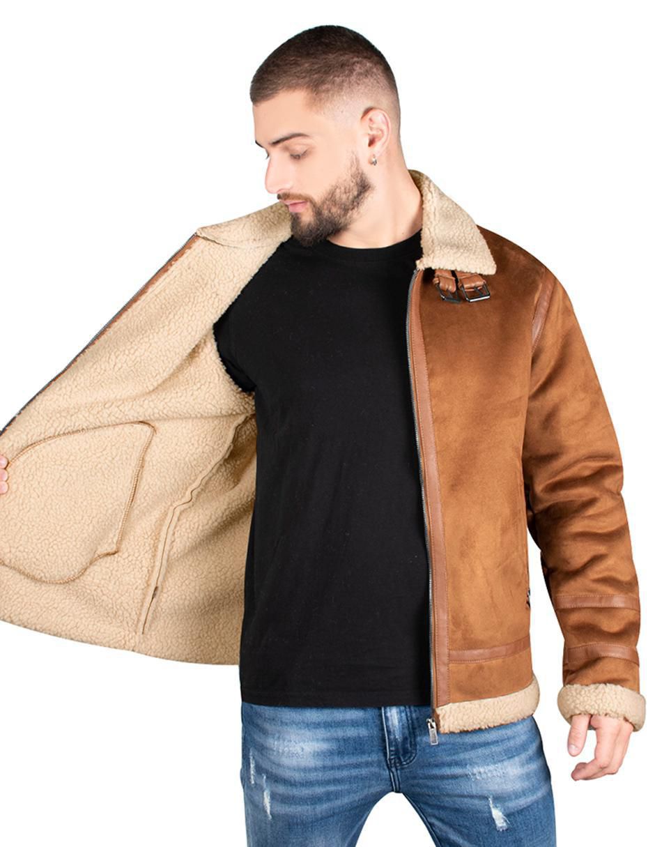 Chamarra casual cuello a contraste para hombre 2