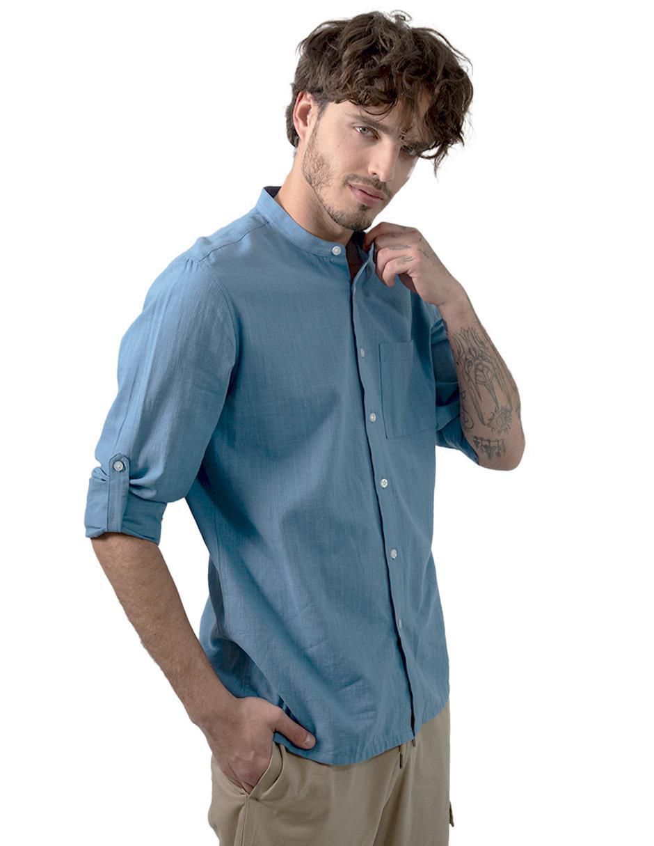Sobrecamisa casual de algodón manga larga para hombre