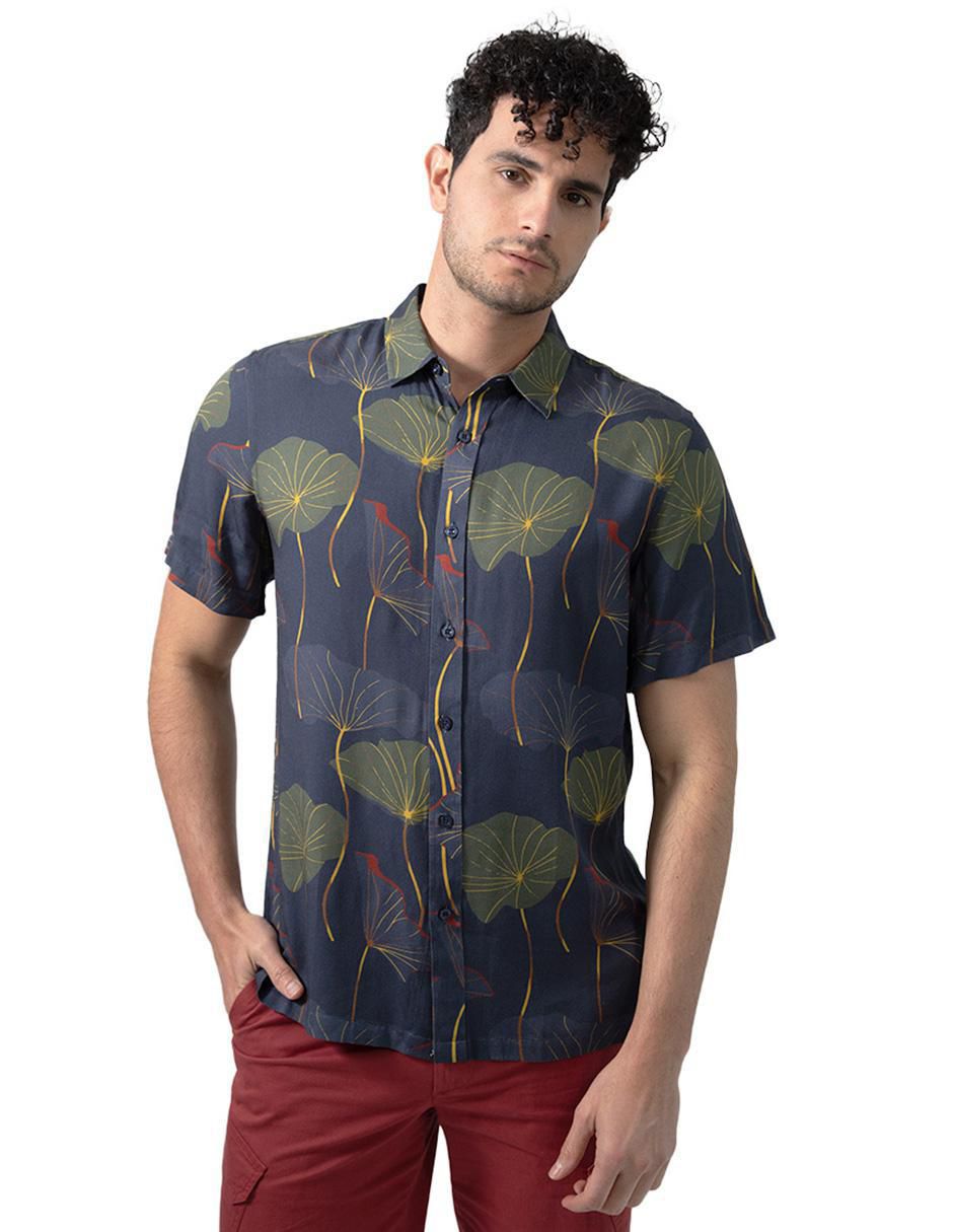 Camisa casual de algodón manga corta para hombre