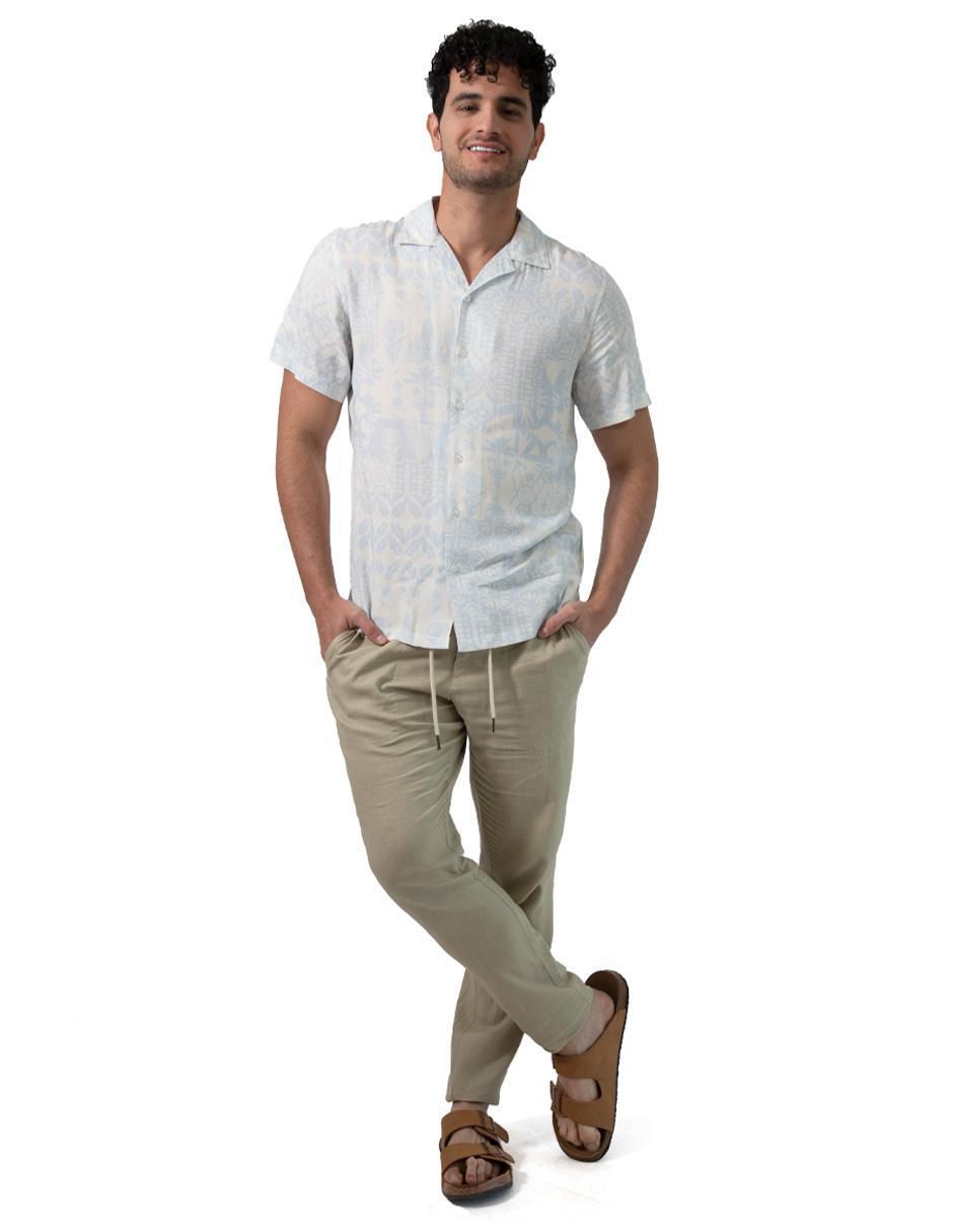 Camisa casual de algodón manga corta para hombre