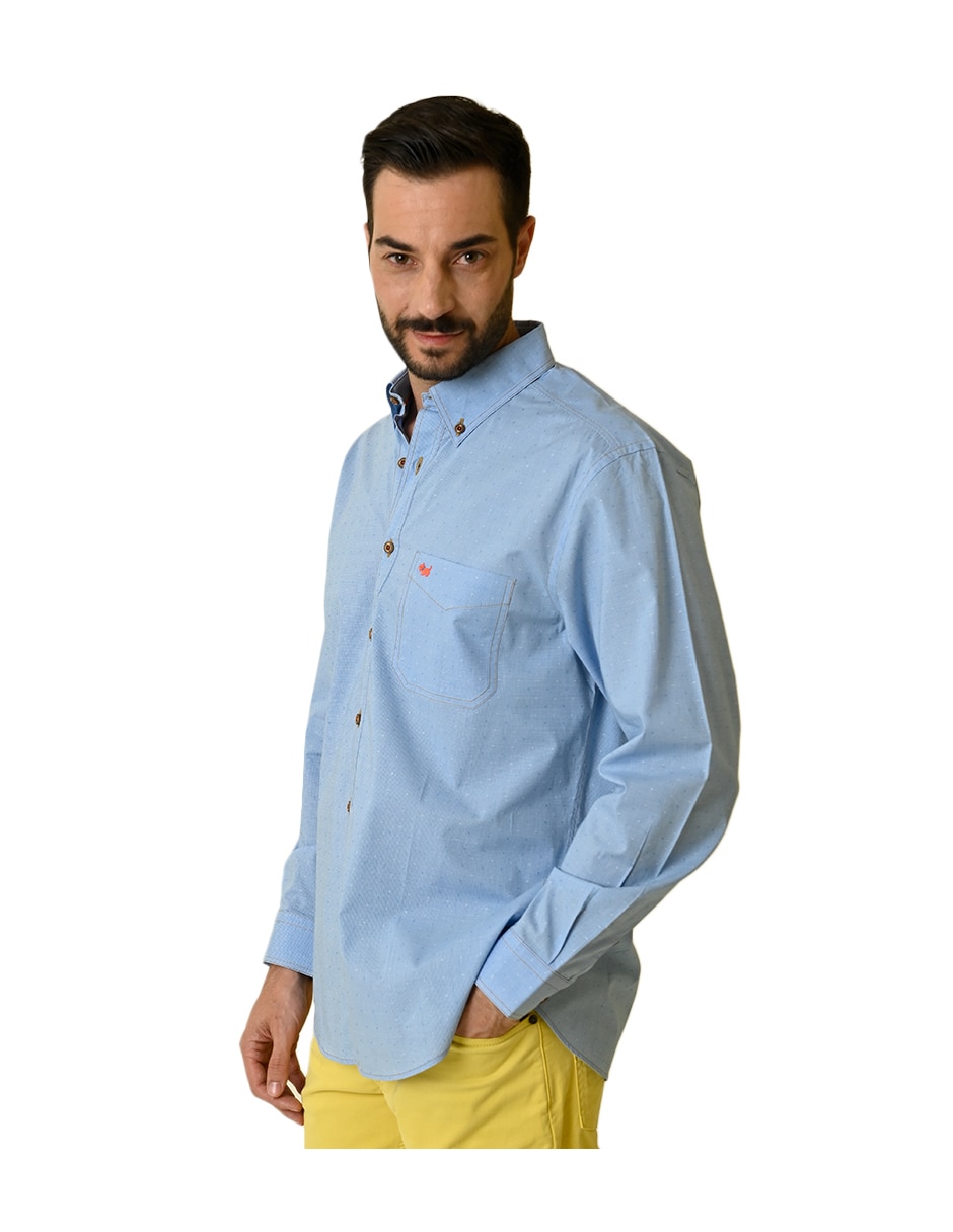 Camisa casual de algodón manga larga para hombre 1