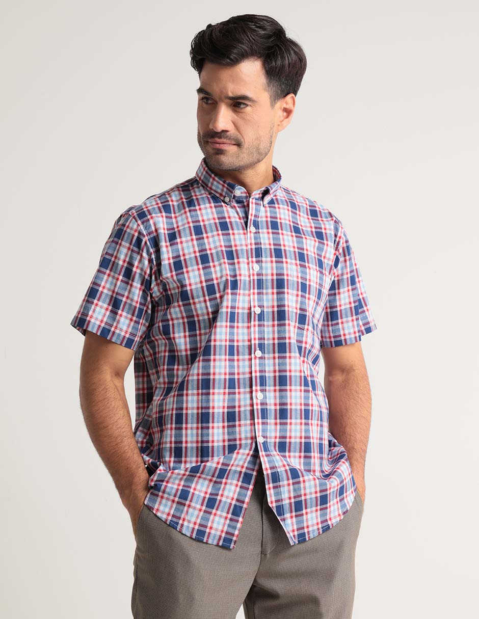 Camisa casual de algodón manga corta para hombre