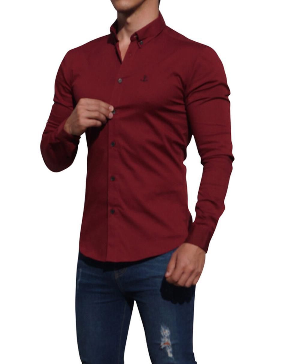 Camisa casual de algodón manga larga para hombre Camisa casual de algodón manga larga para hombre