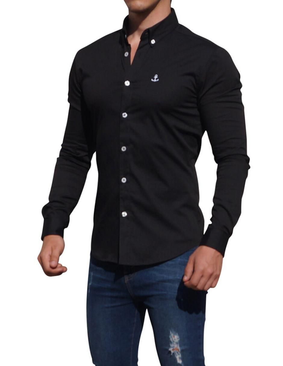 Camisa casual de algodón manga larga para hombre Camisa casual de algodón manga larga para hombre