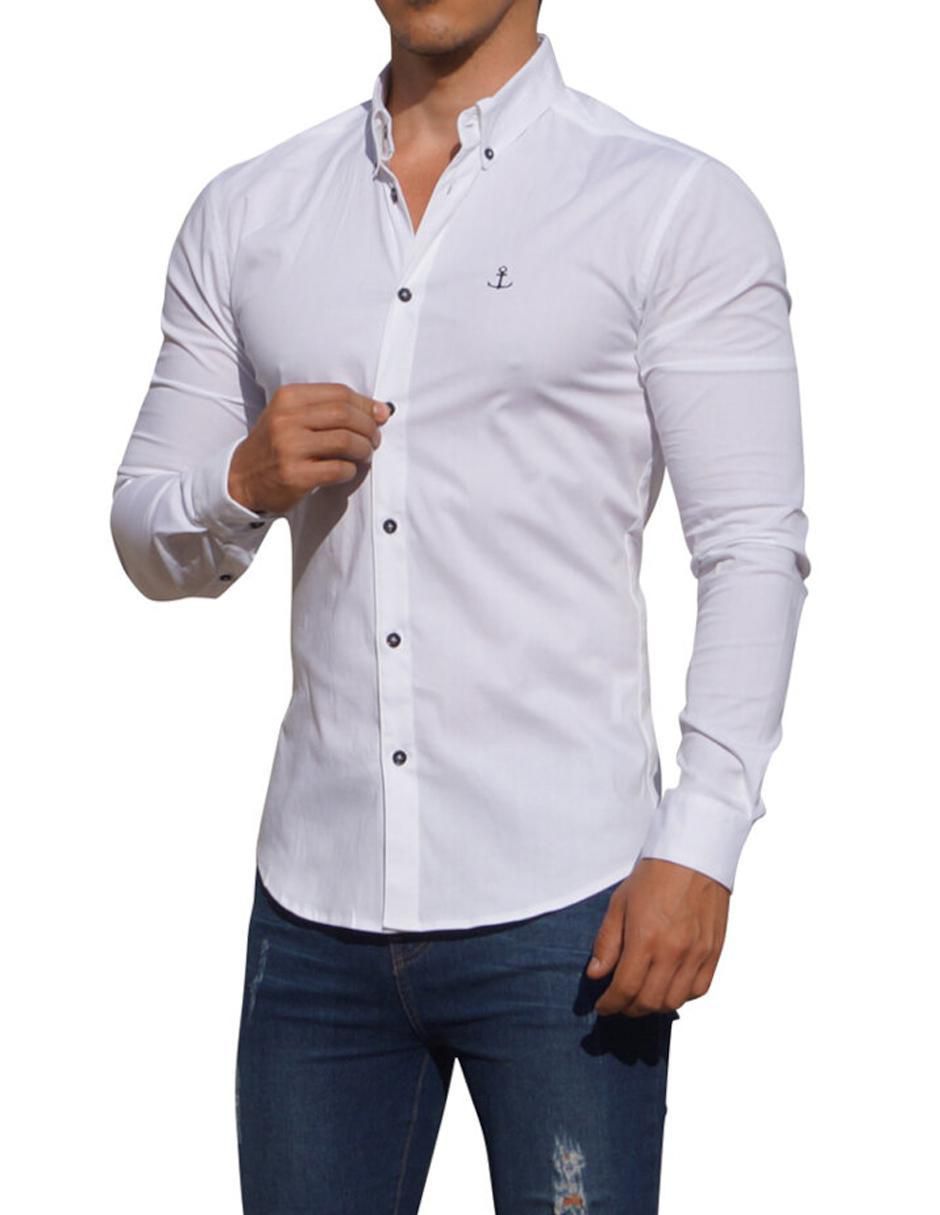 Camisa casual de algodón manga larga para hombre Camisa casual de algodón manga larga para hombre