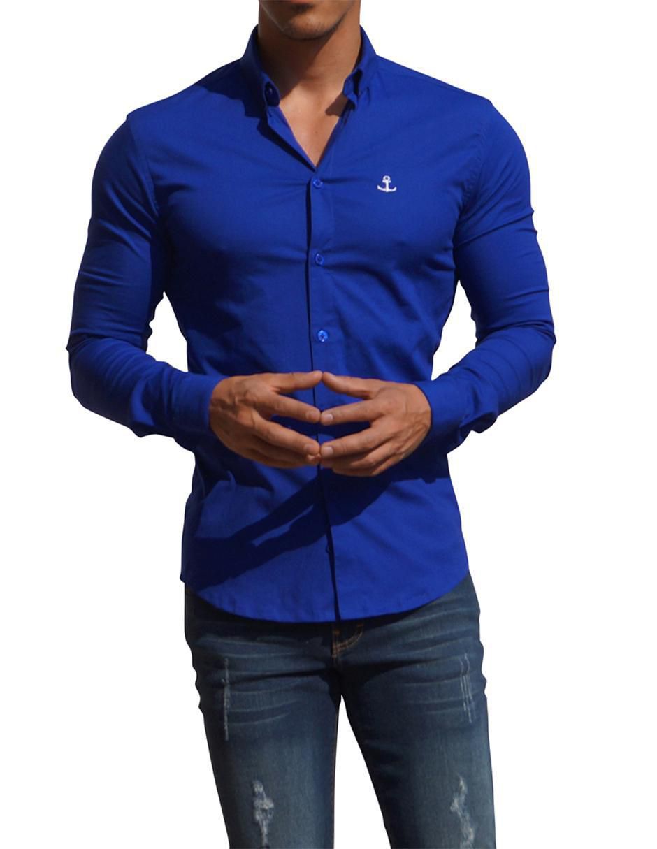 Camisa casual de algodón manga larga para hombre 3