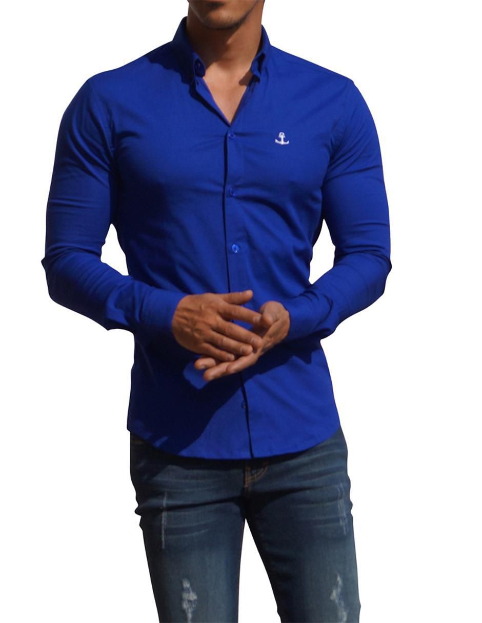 Camisa casual de algodón manga larga para hombre 4