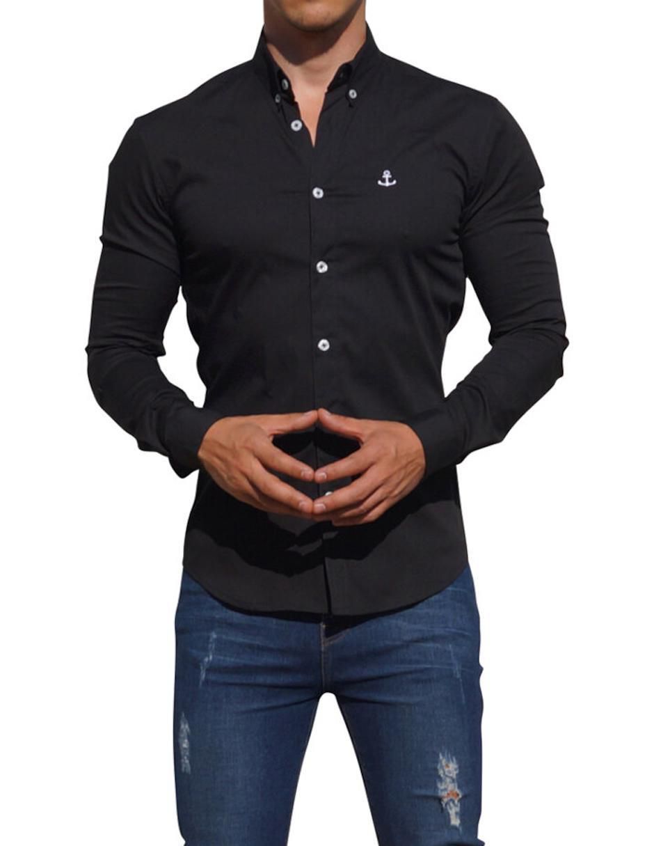 Camisa casual de algodón manga larga para hombre 2
