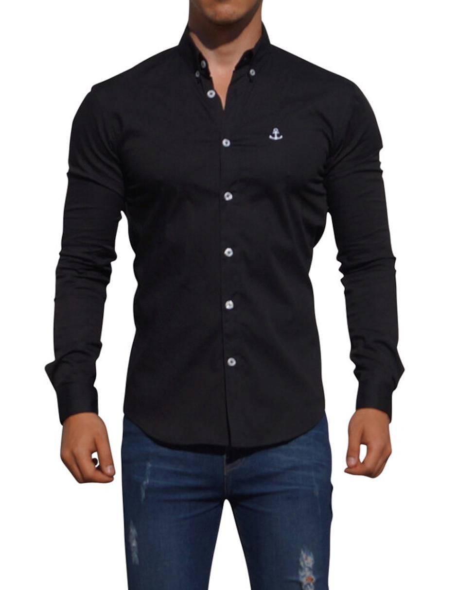 Camisa casual de algodón manga larga para hombre 5