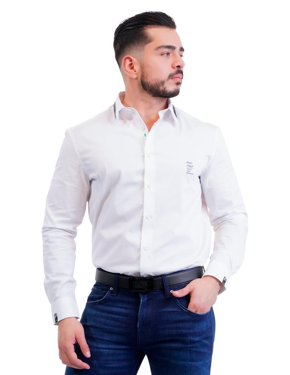 Camisa casual de algodón manga larga para hombre