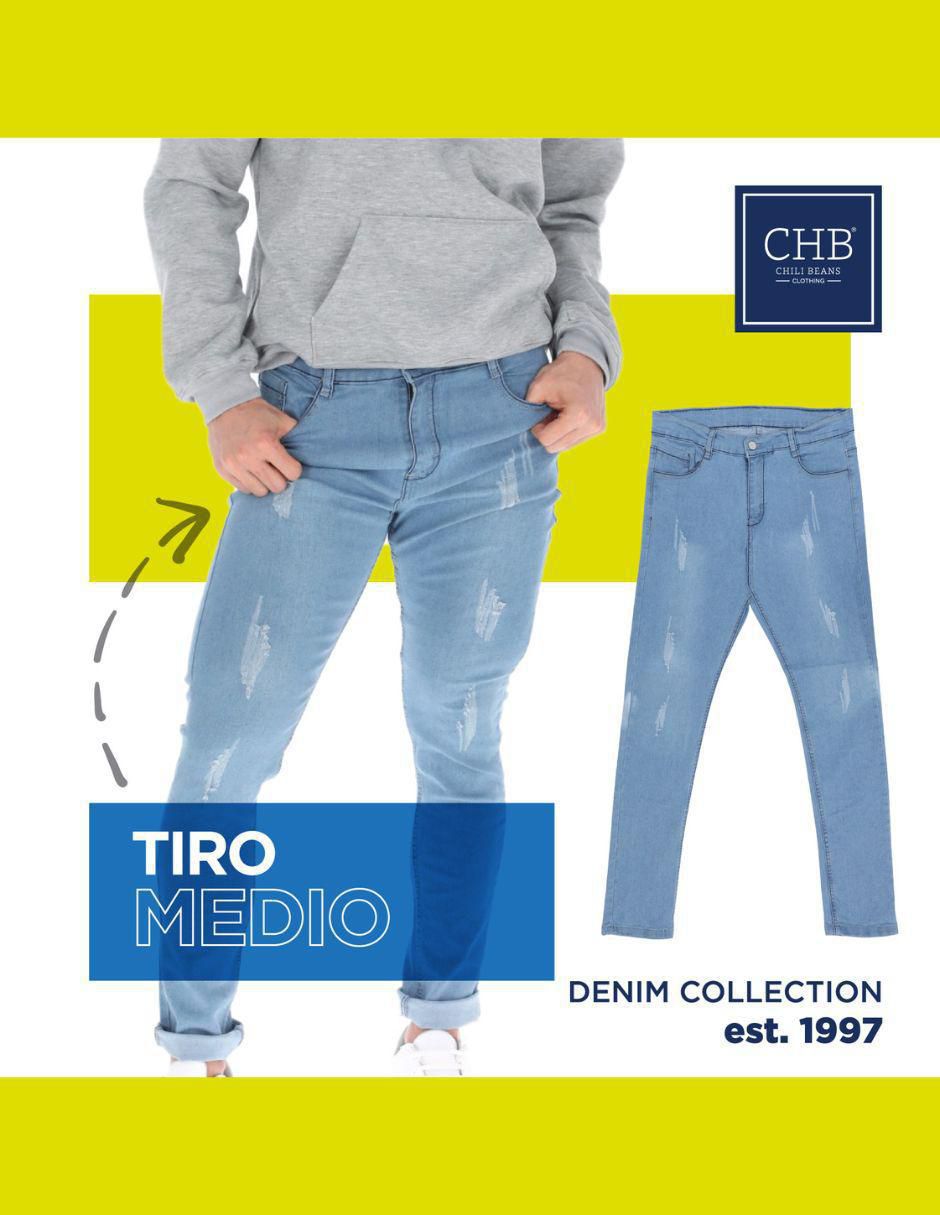 Jeans skinny lavado claro para hombre 6