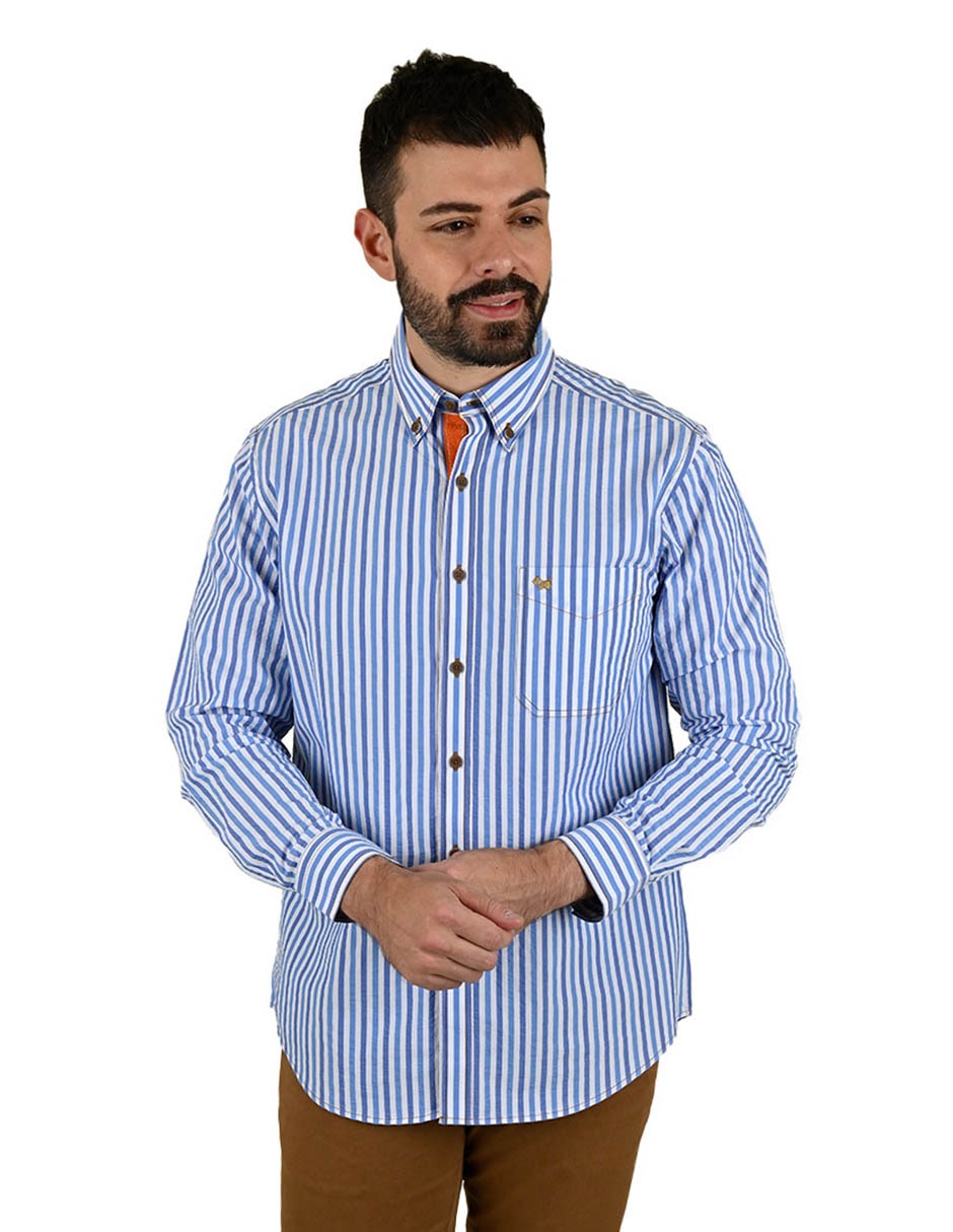Camisa casual de algodón manga larga para hombre 1